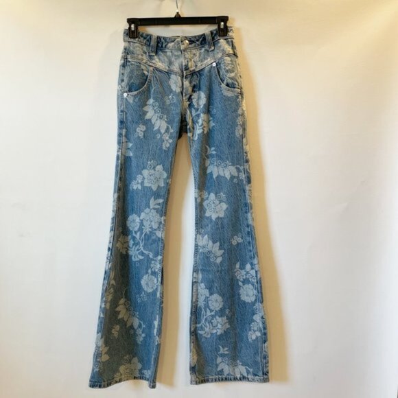 NWOT Free People Jeans 24 We The Free Naomi Floral Flare FP2 - Picture 2 of 10